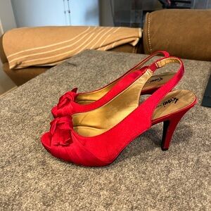 Fioni Night - Red Peep-Toe Slingback Heels - Women’s 8.5